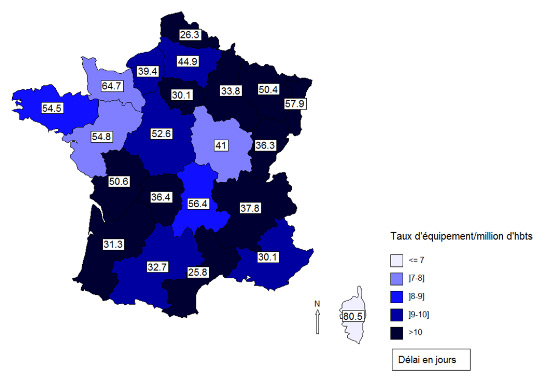 carte de France des délais moyens pour passer une IRM