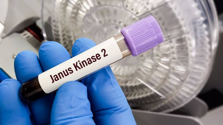 Les mutations de JAK2 représentent l’anomalie génétique la plus souvent associée à une myélofibrose.