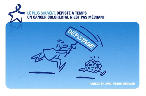 Affiche de sensibilisation sur le dépistage du cancer colorectal (illustration). 