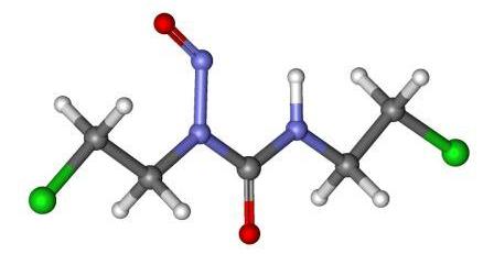 Structure moléculaire de la carmustine (© Marina Vladivostok, Wikimedia).