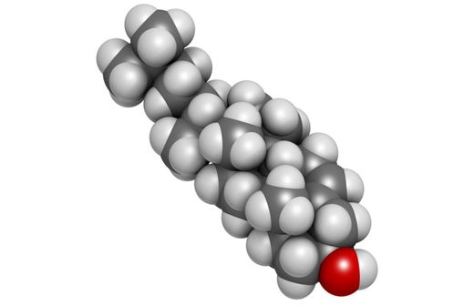Représentation en 3D d'une molécule de cholestérol.