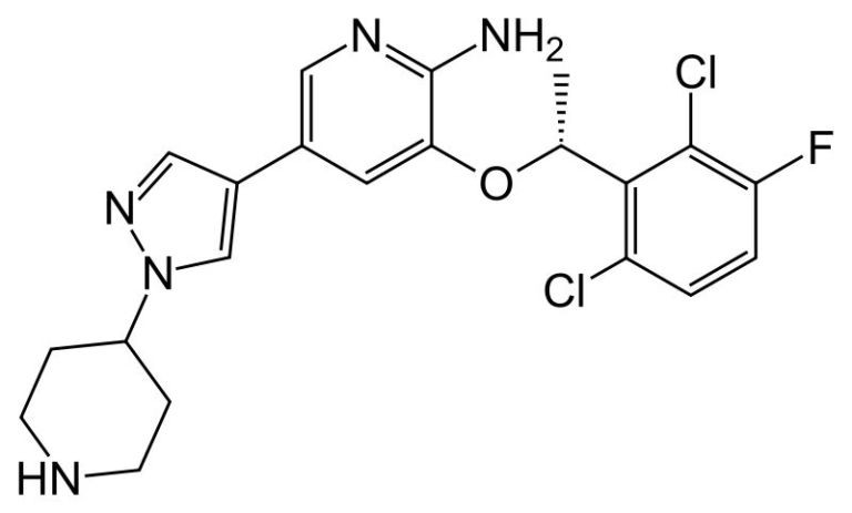 Structure chimique du crizotinib (© Wikimedia).