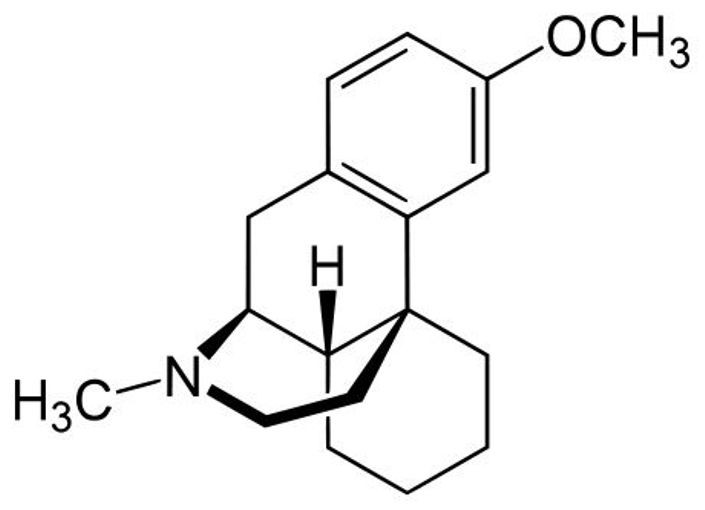 Le dextrométhorphane est un dérivé morphinique antitussif d'action centrale (image : © Wikimedia).