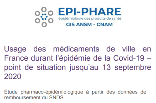EPI-PHARE réalise depuis le début du confinement le suivi de la consommation des médicaments sur ordonnance délivrés en ville en France pour l’ensemble de la population française.