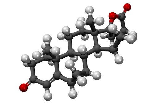  Représentation en 3D de la structure chimique de la drospirénone, progestatif de 4e génération (illustration @MindZiper, sur Wikimedia).