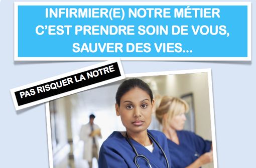 Haut d'une affiche de sensibilisation à la violence exercée contre les infirmiers (© Ordre national des infirmiers)