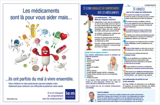 Eléments de la campagne d'information du Leem, destinée au grand public, sur les risques iatrogéniques. 