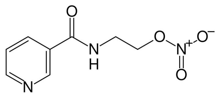 Structure chimique du nicorandil (© Fvasconcellos, Wikimédia).