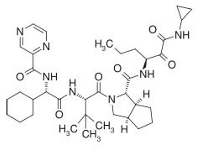 Le télaprévir est un inhibiteur de protéases de la classe des antiviraux d'action directe (image : © Wikimedia)