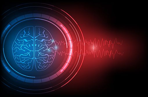 Illustration vectorielle de décharges anormales de cerveau et d’onde épileptique d’EEG.