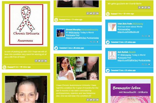 Témoignages et contribution de personnes atteintes d'urticaire (capture d'écran du site urticariaday.org).