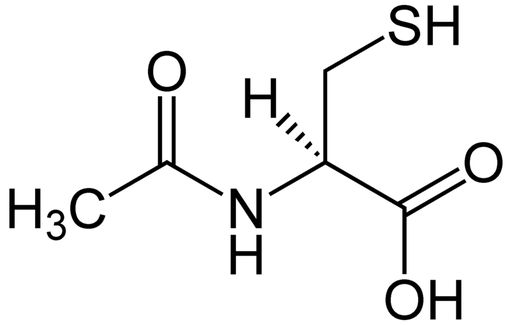 L'acétylcystéine est un mucomodificateur de type mucolytique (source image : © Jü, Wikipedia).