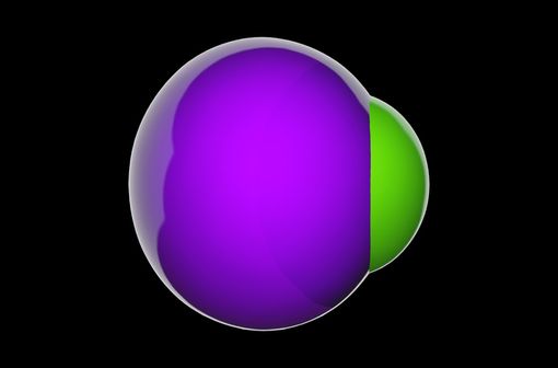 Représentation en 3D d'une molécule de chlorure de potassium (illustration).