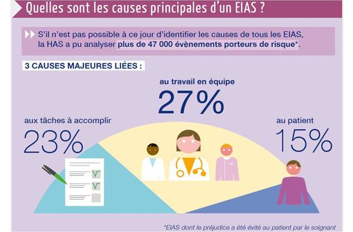 L'erreur individuelle du professionnel de santé n'est pas la cause principale d'événements indésirables associés aux soins (infographie HAS, extrait).