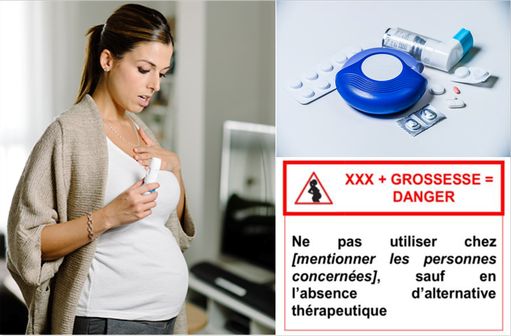 Malgré l'apposition du pictogramme d'alerte des femmes enceintes sur les boîtes de médicaments de l'asthme, la SPLF recommande de ne pas arrêter ces traitements (illustration).