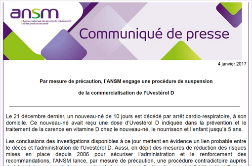 Uvesterol D Suspension De Commercialisation Imminente Et Recommandations De Substitution